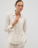 Cotton Gauze Long Sleeve Notch Collar Pajama Top