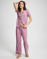 Solid Piped Pajama Pant