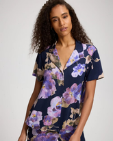 Short Sleeve Notch Collar Pajama Top