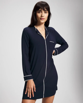 Piped Long-Sleeve Sleepshirt